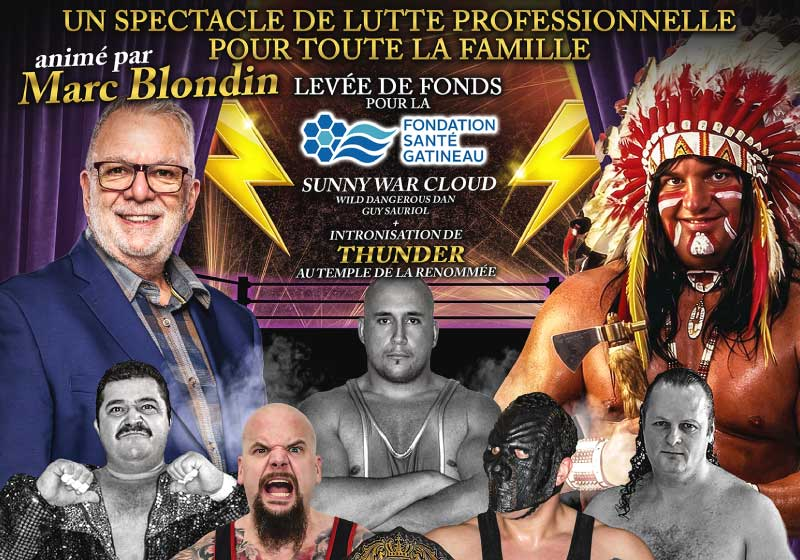 Affiche du gala familial à la Salle Odyssée avec Guy Sauriol parmi les lutteurs annoncés